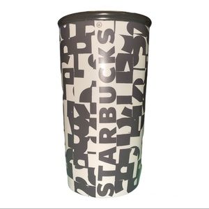 STARBUCKS 2014 Black & White Collection Ceramic Tumbler Travel Mug 10oz
